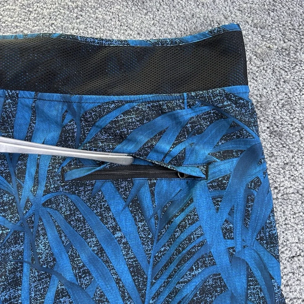 Da Hui Mens Blue Palm Print Board Shorts Swim Trunks Size 40 Pockets Hawaiian